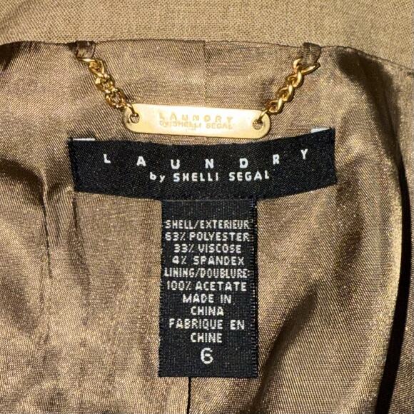 Shelli Segal Blazer Women's 6 Brown Pouch Pocket Career Work Office Button Front - Picture 5 of 8